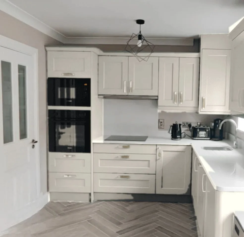 Before: the example kitchen in its original pale grey